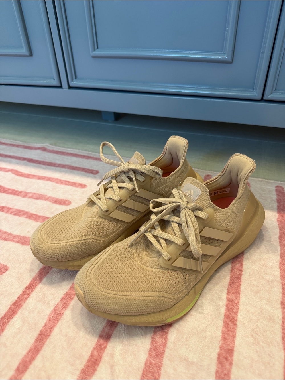 adidas ultra boost Beige-Tan Knit Lace-Up Sneakers